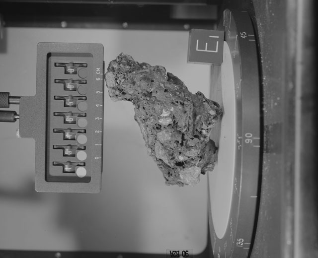 Black and White Photograph of Apollo 15 Sample(s) 15465, 0; Stereo photo with orientation 90 degrees, A.