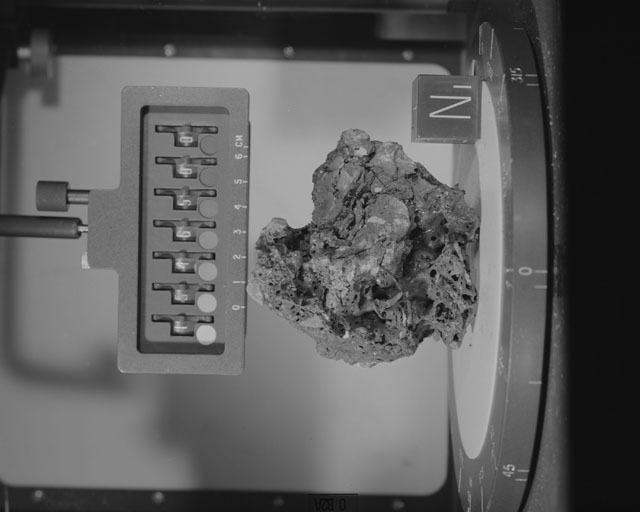 Black and White Photograph of Apollo 15 Sample(s) 15465, 0; Stereo photo with orientation 0 degrees, A.