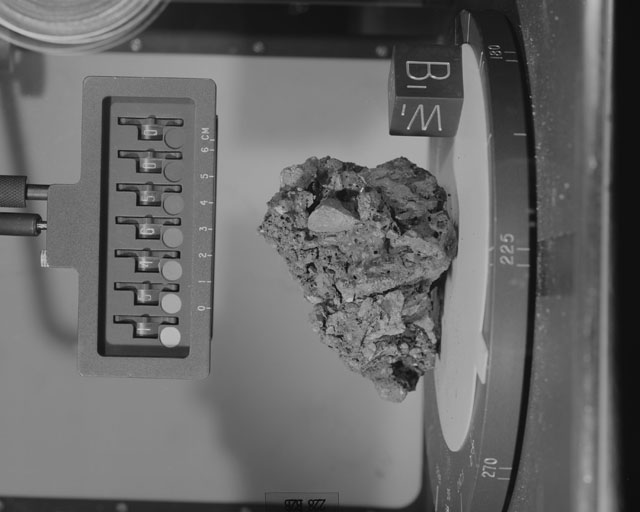Black and White Photograph of Apollo 15 Sample(s) 15465, 0; Stereo photo with orientation 228 degrees, B.