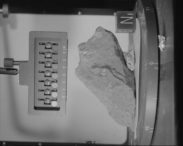 Black and White Photograph of Apollo 15 Sample(s) 15265, 0; Stereo photo with orientation 3 degrees, A.