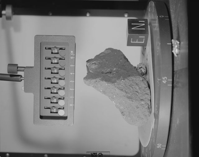 Black and White Photograph of Apollo 15 Sample(s) 15265, 0; Stereo photo with orientation 45 degrees, A.