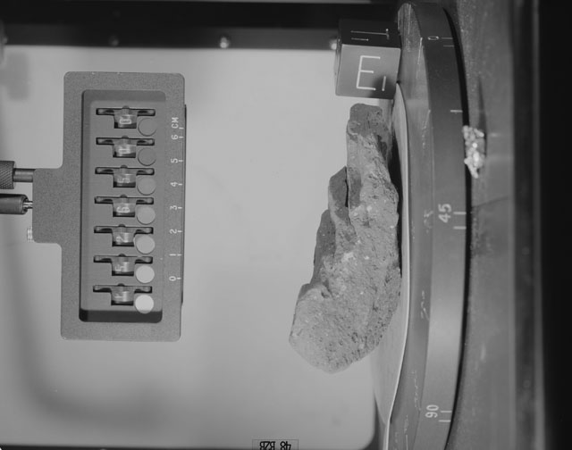 Black and White Photograph of Apollo 15 Sample(s) 15265, 0; Stereo photo with orientation 48 degrees, B.