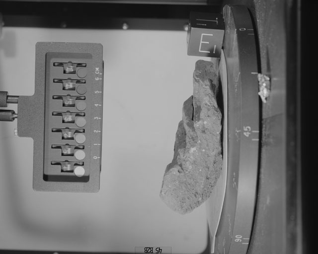 Black and White Photograph of Apollo 15 Sample(s) 15265, 0; Stereo photo with orientation 45 degrees, B.