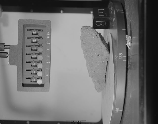 Black and White Photograph of Apollo 15 Sample(s) 15265, 0; Stereo photo with orientation 138 degrees, B.