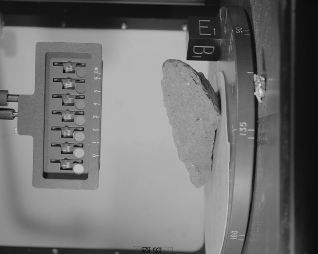 Black and White Photograph of Apollo 15 Sample(s) 15265, 0; Stereo photo with orientation 135 degrees, B.