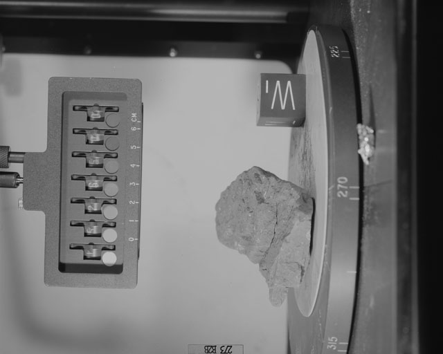 Black and White Photograph of Apollo 15 Sample(s) 15265, 0; Stereo photo with orientation 273 degrees, B.
