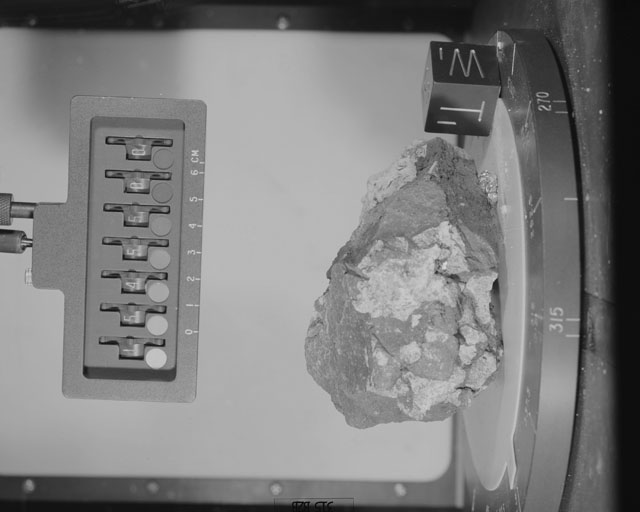Black and White Photograph of Apollo 15 Sample(s) 15455, 0; Stereo photo with orientation 315 degrees, B.