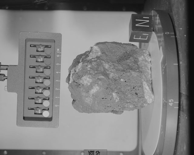 Black and White Photograph of Apollo 15 Sample(s) 15455, 0; Stereo photo with orientation 45 degrees, A.