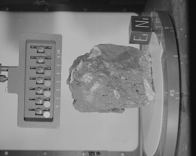 Black and White Photograph of Apollo 15 Sample(s) 15455, 0; Stereo photo with orientation 48 degrees, A.