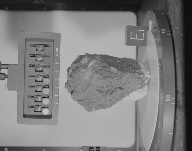 Black and White Photograph of Apollo 15 Sample(s) 15455, 0; Stereo photo with orientation 90 degrees, A.