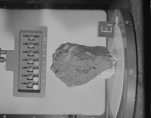 Black and White Photograph of Apollo 15 Sample(s) 15455, 0; Stereo photo with orientation 93 degrees, A.