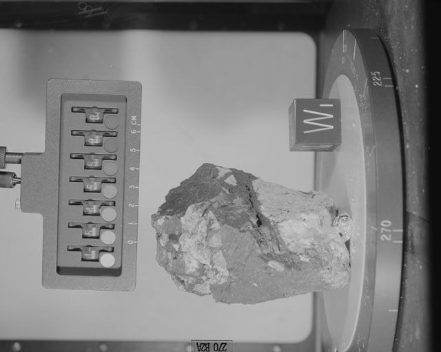 Black and White Photograph of Apollo 15 Sample(s) 15455, 0; Stereo photo with orientation 270 degrees, A.
