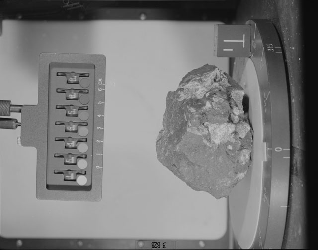Black and White Photograph of Apollo 15 Sample(s) 15455, 0; Stereo photo with orientation 3 degrees, B.