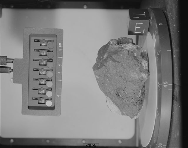 Black and White Photograph of Apollo 15 Sample(s) 15455, 0; Stereo photo with orientation 48 degrees, B.