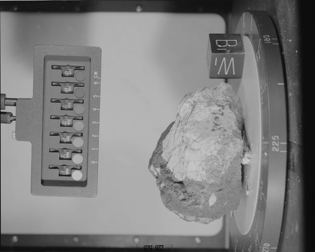 Black and White Photograph of Apollo 15 Sample(s) 15455, 0; Stereo photo with orientation 228 degrees, B.