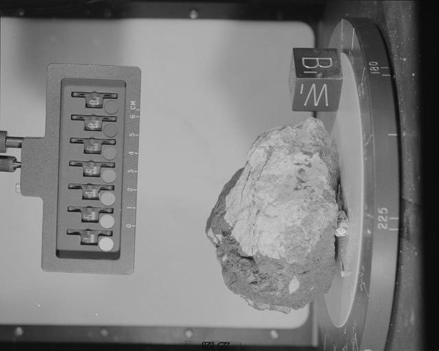 Black and White Photograph of Apollo 15 Sample(s) 15455, 0; Stereo photo with orientation 225 degrees, B.