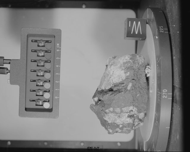 Black and White Photograph of Apollo 15 Sample(s) 15455, 0; Stereo photo with orientation 270 degrees, B.