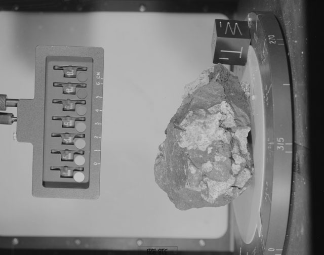 Black and White Photograph of Apollo 15 Sample(s) 15455, 0; Stereo photo with orientation 318 degrees, B.