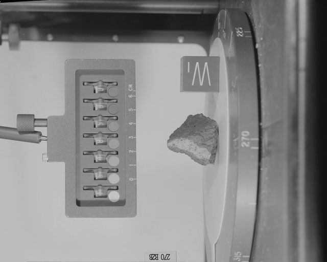 Black and White Photograph of Apollo 15 Sample(s) 15485, 0; Stereo photo with orientation 273 degrees, B.