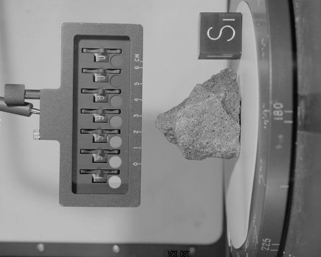 Black and White Photograph of Apollo 15 Sample(s) 15598, 0; Stereo photo with orientation 180 degrees, A.