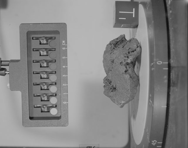 Black and White Photograph of Apollo 15 Sample(s) 15596, 0; Stereo photo with orientation 3 degrees, B.
