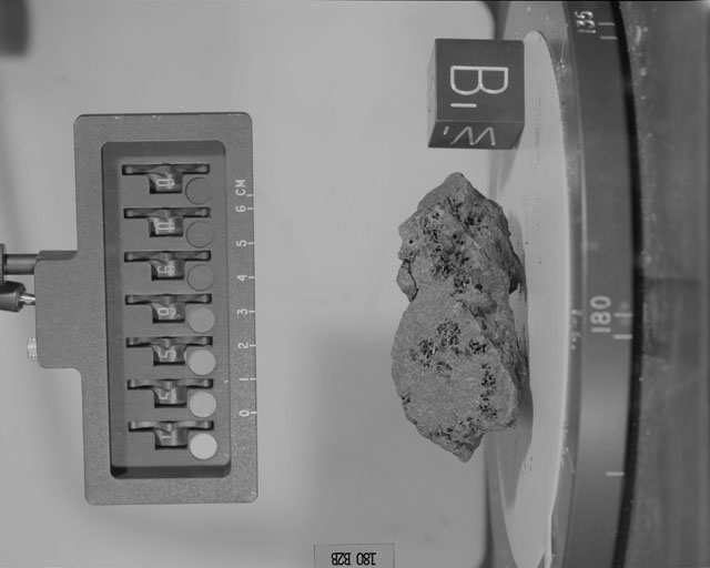 Black and White Photograph of Apollo 15 Sample(s) 15596, 0; Stereo photo with orientation 180 degrees, B.