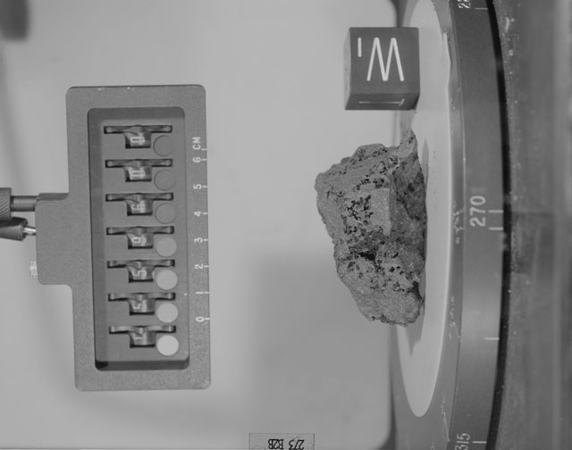 Black and White Photograph of Apollo 15 Sample(s) 15596, 0; Stereo photo with orientation 273 degrees, B.