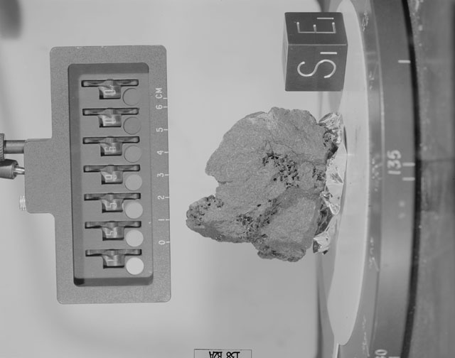 Black and White Photograph of Apollo 15 Sample(s) 15596, 0; Stereo photo with orientation 138 degrees, A.