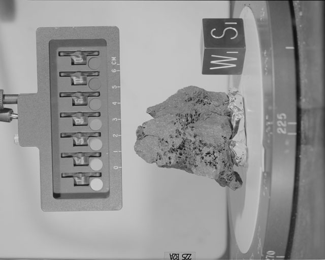 Black and White Photograph of Apollo 15 Sample(s) 15596, 0; Stereo photo with orientation 225 degrees, A.