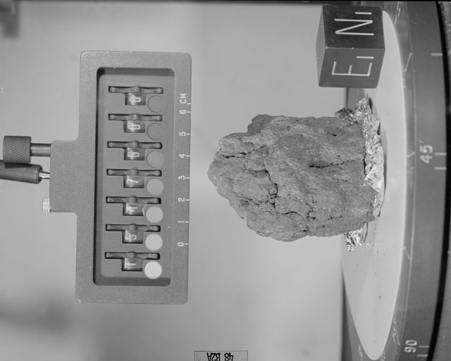 Black and White Photograph of Apollo 15 Sample(s) 15476, 0; Stereo photo with orientation 48 degrees, A.