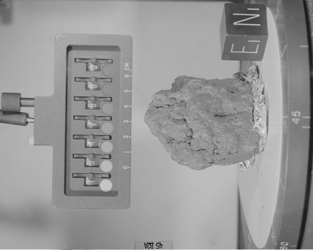Black and White Photograph of Apollo 15 Sample(s) 15476, 0; Stereo photo with orientation 45 degrees, A.
