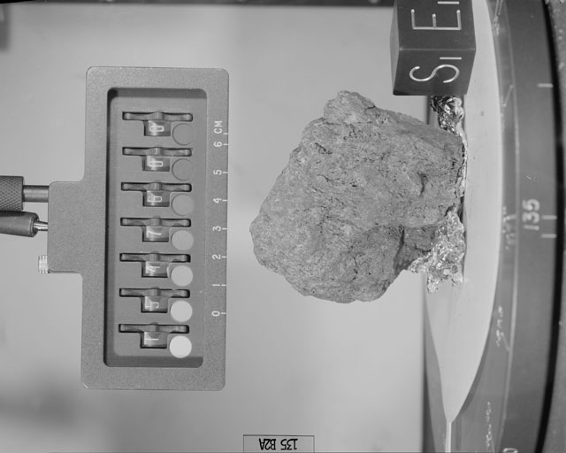 Black and White Photograph of Apollo 15 Sample(s) 15476, 0; Stereo photo with orientation 133 degrees, A.