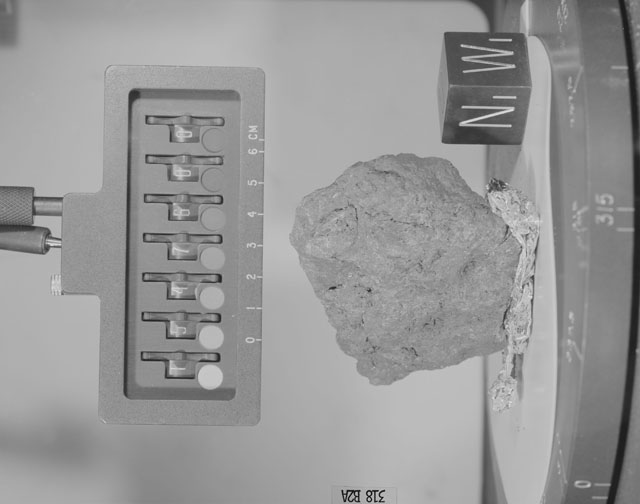 Black and White Photograph of Apollo 15 Sample(s) 15476, 0; Stereo photo with orientation 318 degrees, A.
