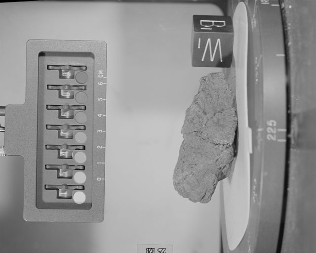Black and White Photograph of Apollo 15 Sample(s) 15476, 0; Stereo photo with orientation 225 degrees, B.