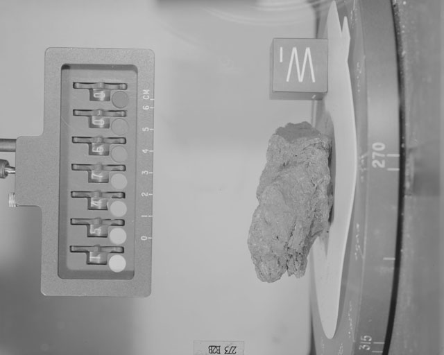 Black and White Photograph of Apollo 15 Sample(s) 15476, 0; Stereo photo with orientation 273 degrees, B.