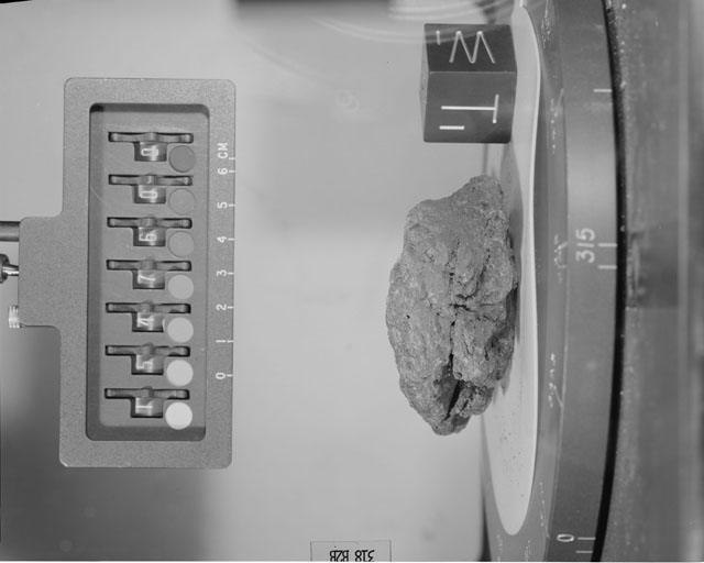 Black and White Photograph of Apollo 15 Sample(s) 15476, 0; Stereo photo with orientation 318 degrees, B.