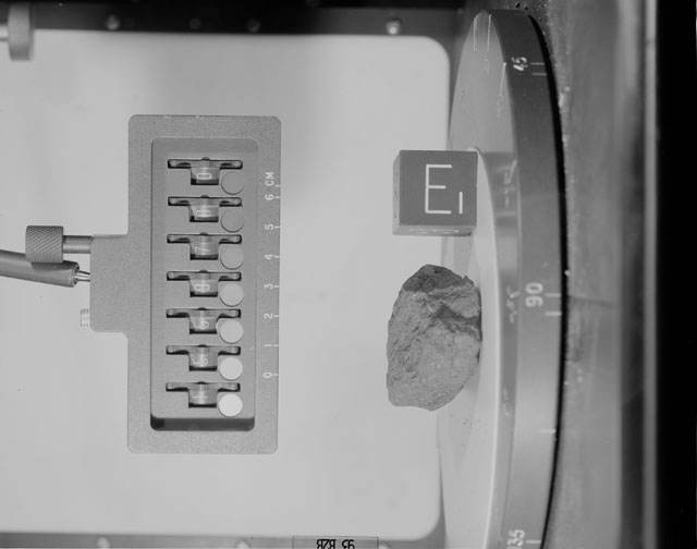 Black and White Photograph of Apollo 15 Sample(s) 15597, 0; Stereo photo with orientation 93 degrees, B.