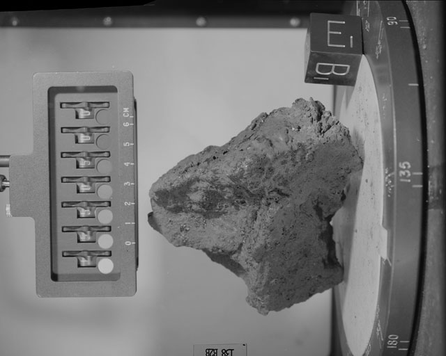 Black and White Photograph of Apollo 15 Sample(s) 15505, 0; Stereo photo with orientation 138 degrees, B.