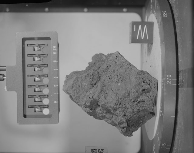 Black and White Photograph of Apollo 15 Sample(s) 15505, 0; Stereo photo with orientation 270 degrees, B.
