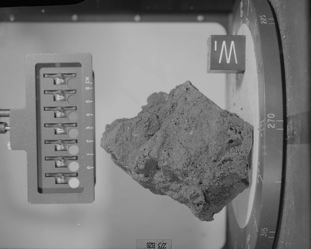Black and White Photograph of Apollo 15 Sample(s) 15505, 0; Stereo photo with orientation 273 degrees, B.