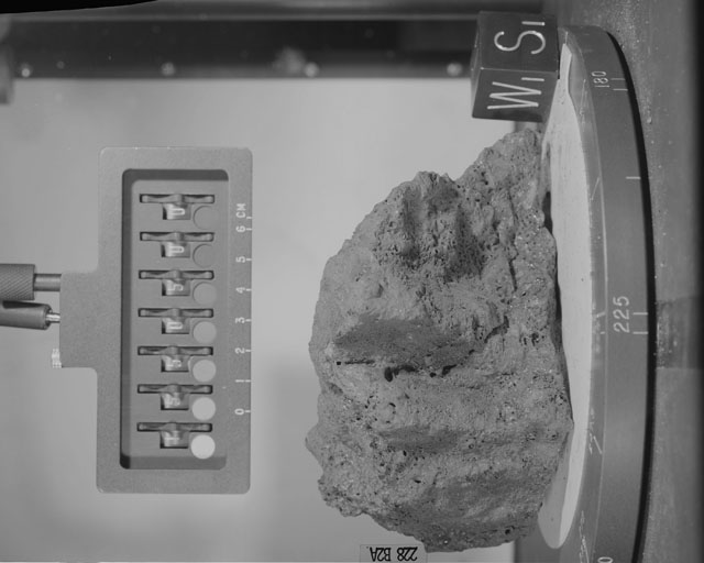 Black and White Photograph of Apollo 15 Sample(s) 15505, 0; Stereo photo with orientation 228 degrees, A.