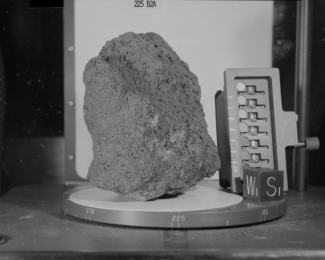 Black and White Photograph of Apollo 15 Sample(s) 15499, 0; Stereo photo with orientation 228 degrees, A.