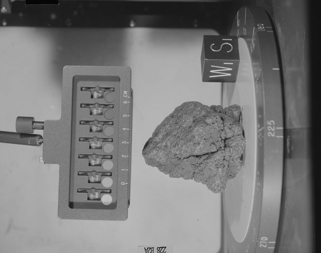 Black and White Photograph of Apollo 15 Sample(s) 15076, 0; Stereo photo with orientation 228 degrees, A.