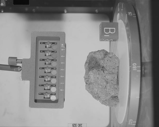 Black and White Photograph of Apollo 15 Sample(s) 15076, 0; Stereo photo with orientation 180 degrees, B.