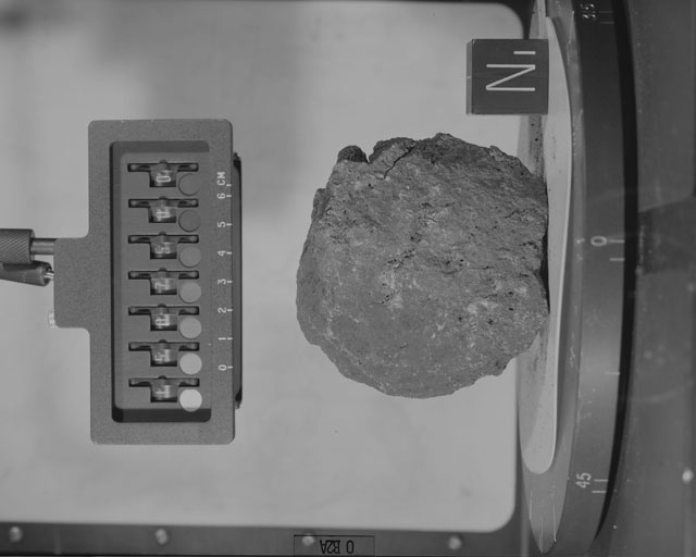 Black and White Photograph of Apollo 15 Sample(s) 15075, 0; Stereo photo with orientation 0 degrees, A.