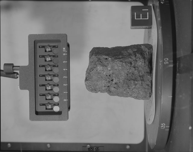 Black and White Photograph of Apollo 15 Sample(s) 15075, 0; Stereo photo with orientation 93 degrees, A.
