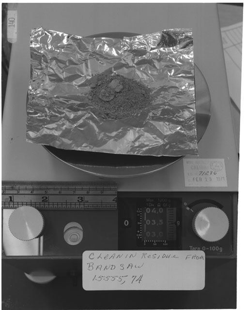 Inventory Photograph of Apollo 15 Sample(s) 15555,74