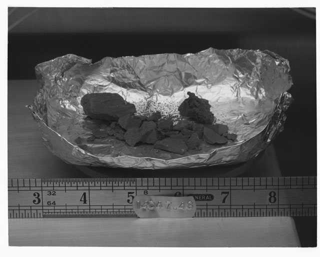 Black and white photograph of Apollo 14 Sample(s) 14047,48; Processing photograph displaying a group.