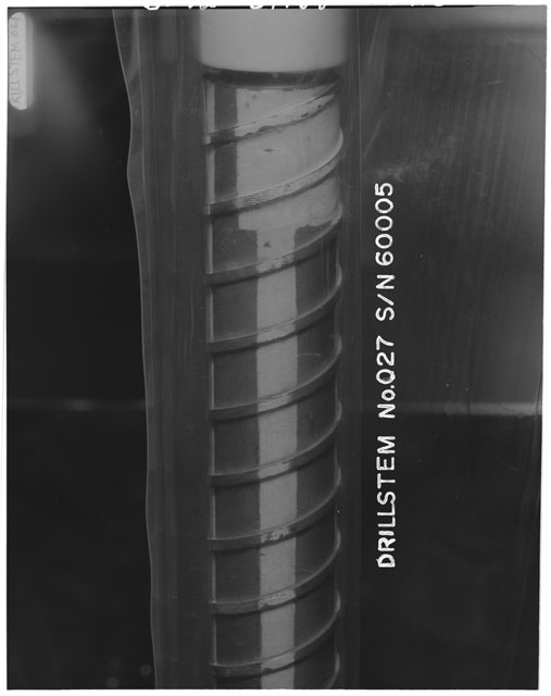 Black and white Processing photograph of Apollo 16 Core Sample 60003 drillstem N0027.