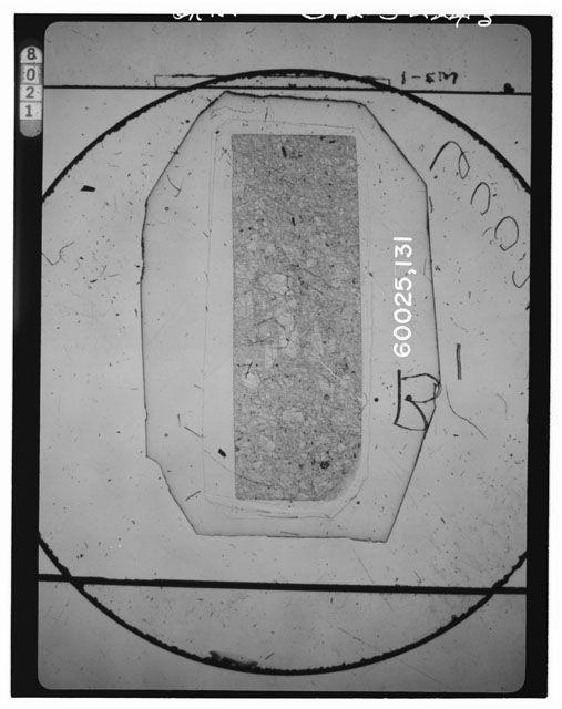 Black and white Thin Section photograph of Apollo 16 Sample(s) 60025,131.